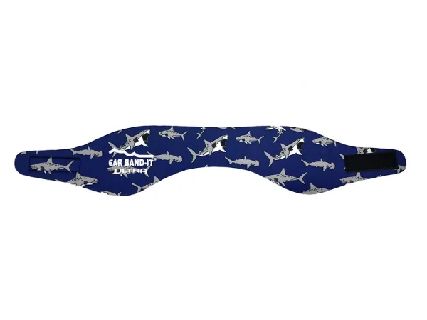Ear Band-it® Ultra – čelenka na plávanie so žralokmi Veľkosť čelenky: Malá
