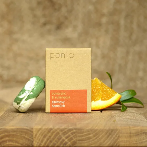 Ponio Pomaranč a eukalyptus – žihľavový šampúch Hmotnosť šampónu: 60g