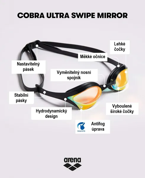 Plavecké okuliare arena cobra ultra swipe mirror modro/žltá