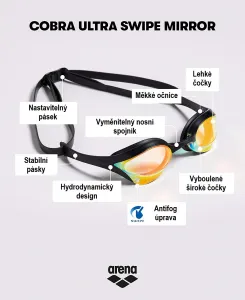 Plavecké okuliare arena cobra ultra swipe mirror modro/žltá