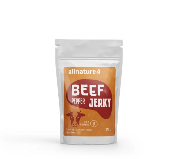 Allnature BEEF Pepper jerky – sušené hovädzie mäso s čiernym korením 25 g