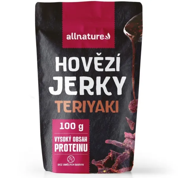 Allnature BEEF Teriyaki jerky – sušené hovädzie mäso s príchuťou teriyaki Obsah: 25g