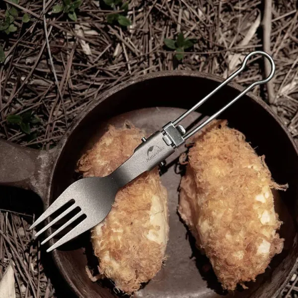 Naturehike Outdoorová titánová vidlička skladacia