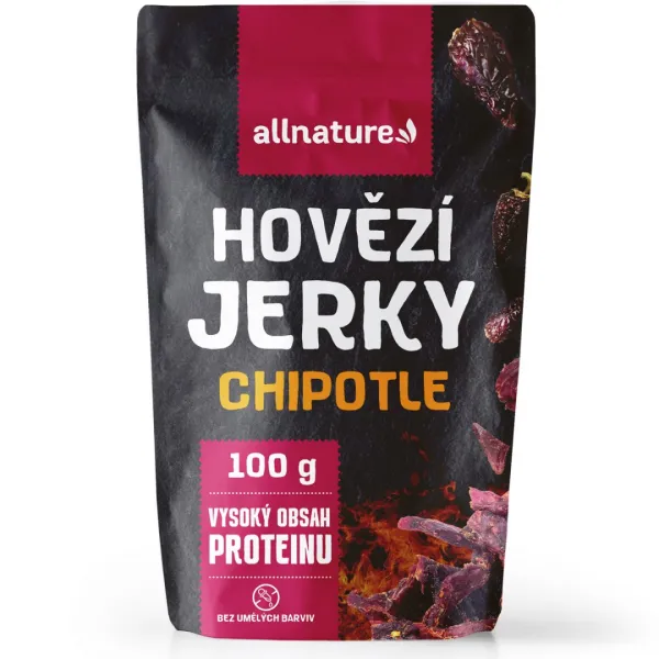 Allnature BEEF Chipotle jerky – sušené hovädzie mäso s chipotle omáčkou Obsah: 25g