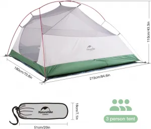 Naturehike Ultralight stan Cloud Up3 210T 2800g Farba: Zelená