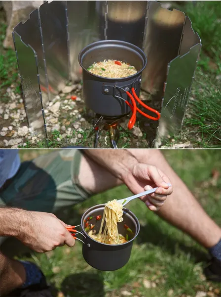 Naturehike Kempingový set hliníkového riadu 4v1