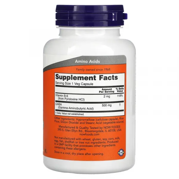 Now Foods Gaba Kyselina Gama Aminomaslová 500 mg 100 kapsúl