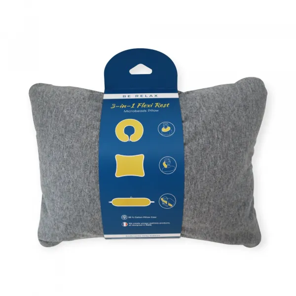 Be relax 3in1 Flexi rest cestovný vankúš z mikrogranúl Farba: Tmavo sivá