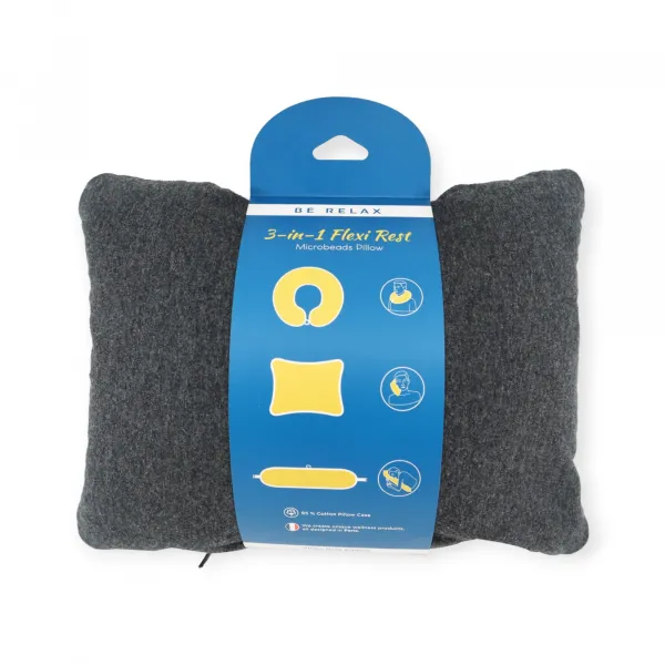 Be relax 3in1 Flexi rest cestovný vankúš z mikrogranúl Farba: Sivá