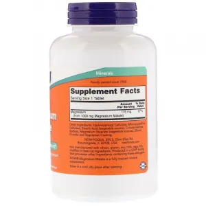 Now Foods Magnesium Malate 1000 mg 180 tabliet