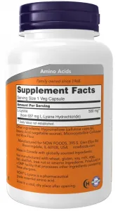 Now Foods L-Lyzín 500mg 100 kapsúl