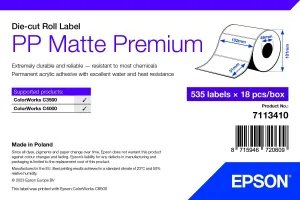 Epson 7113410 PP Matte, pre ColorWorks, 102x51mm, 535ks, polypropylén, biele samolepiace etikety