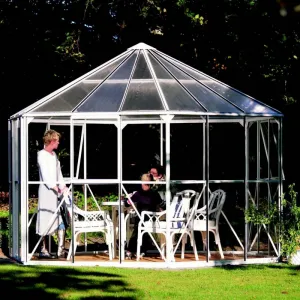 Pavilón HERA 9000 sklo / polykarbonát / hliník Dekorhome Stříbrná