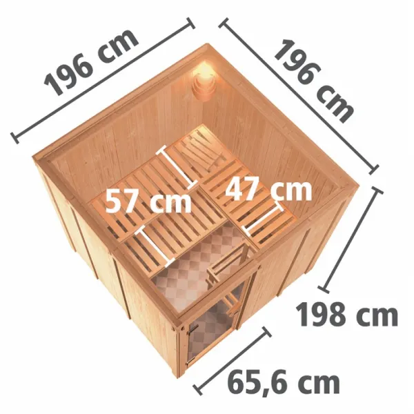 Interiérová fínska sauna 196 x 196 cm Dekorhome