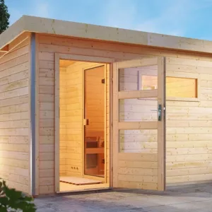 Vonkajšia fínska sauna s predsieňou 393 x 231 cm Dekorhome