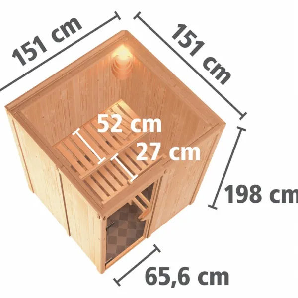 Interiérová fínska sauna 151 x 151 cm Dekorhome