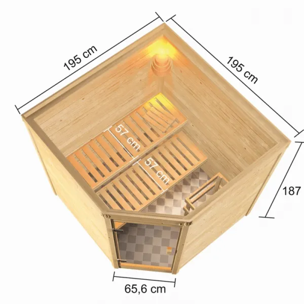 Interiérová fínska sauna 195x195 cm Lanitplast