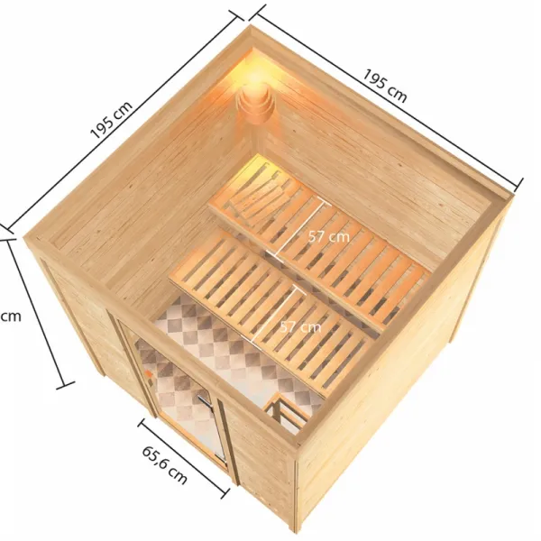 Interiérová fínska sauna 195x195 cm Dekorhome