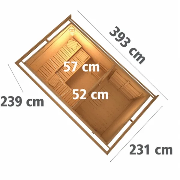 Vonkajšia fínska sauna s predsieňou 393 x 231 cm Dekorhome