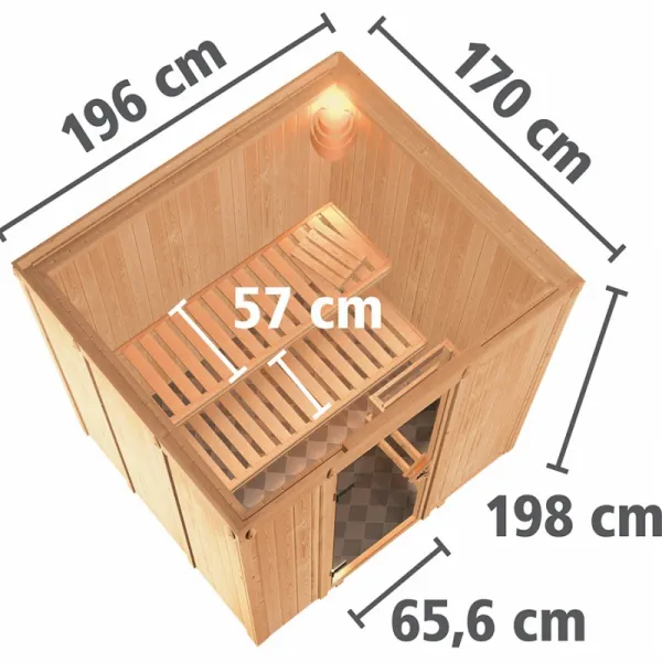 Interiérová fínska sauna 196 x 170 cm Dekorhome