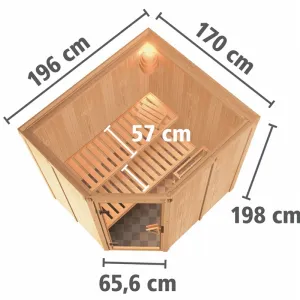 Interiérová fínska sauna 196 x 170 cm Dekorhome