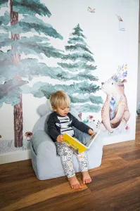Polstrované designové kreslo pre deti ŠEDÁ