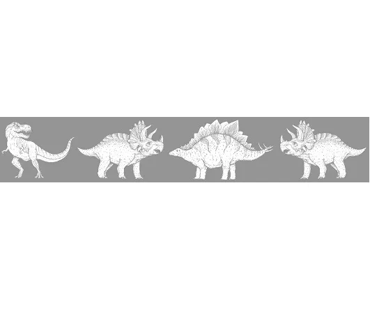 Umývateľná bordúra DINOSAURI na stenu do detskej izby Zvoľte farbu: Sivá