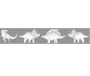 Umývateľná bordúra DINOSAURI na stenu do detskej izby Zvoľte farbu: Sivá