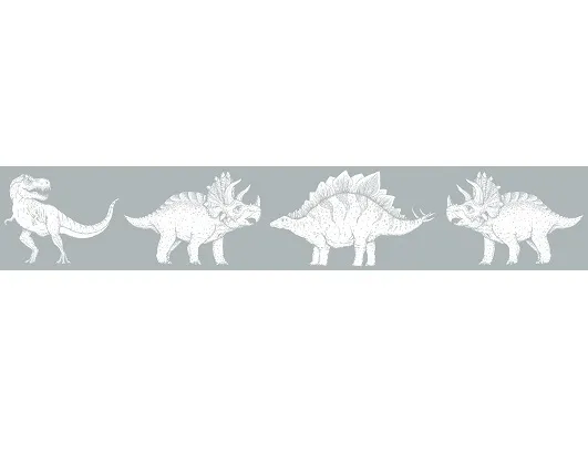 Umývateľná bordúra DINOSAURI na stenu do detskej izby Zvoľte farbu: Sivá