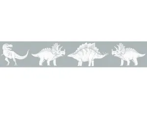 Umývateľná bordúra DINOSAURI na stenu do detskej izby Zvoľte farbu: Sivá