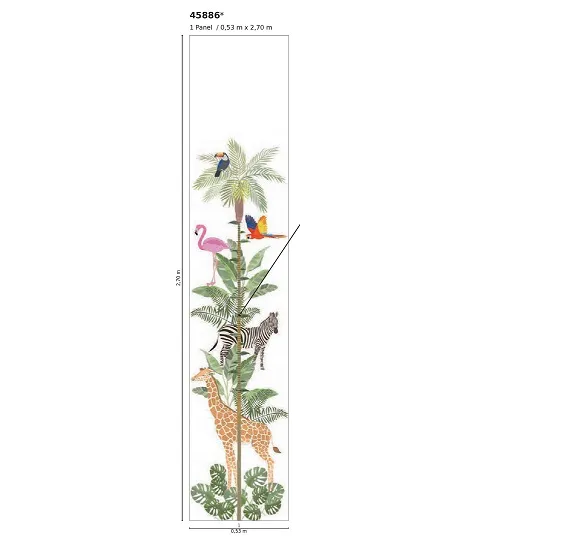 Umývateľná detská tapeta meter TROPICKÉ ZVIERATÁ na stenu Zvoľte rozmer: 18 cm x 270 cm