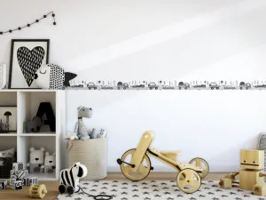 Odolná nástenná bordúra AUTA nielen pre chlapca Zvoľte farbu: Sivá