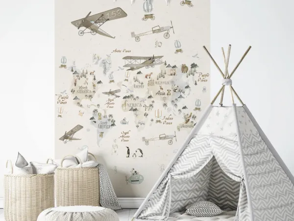 Vinylový nástenný mural MAPA do detskej izby