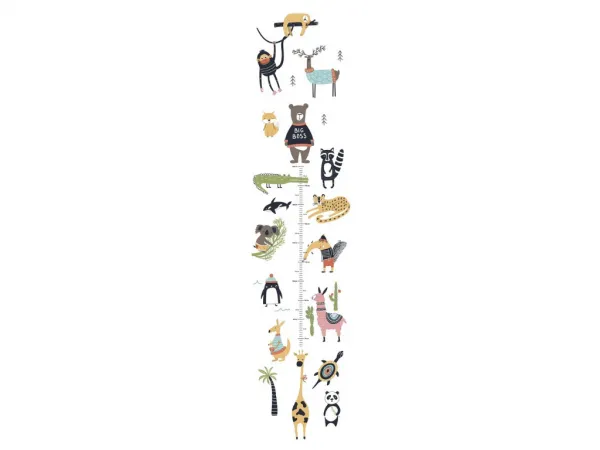 Detský nástenný meter SVET ZVIERAT z vinylu Zvoľte rozmer: 18 cm x 270 cm