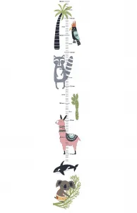 Detský nástenný meter SVET ZVIERAT z vinylu Zvoľte rozmer: 53 cm x 270 cm