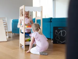 Benlemi Multifunkčná učiaca veža DETSKÝ OBCHODÍK 4v1 s kriedovou tabuľou Zvoľte farbu: Biela