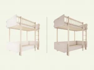 Detská poschodová posteľ s rebríkom vpravo BASIC 90x200 cm Zvoľte farbu: Kašmírová