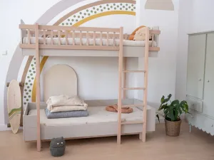 Detská poschodová posteľ s rebríkom vpravo BASIC 90x200 cm Zvoľte farbu: Kašmírová