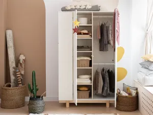 Šatníková skriňa s otvoreným regálom BASIC kašmírová
