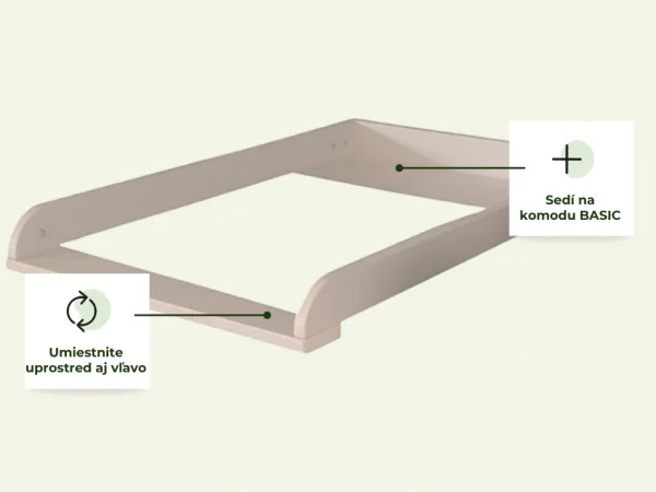 Prebaľovací pult na komodu BASIC kašmírový