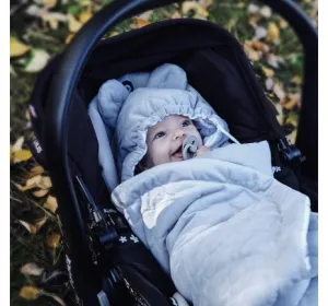 Celoročná zavinovacia deka do autosedačky pre bábätko ZÁHRADA ZVIERAT + TMAVO ŠEDÁ