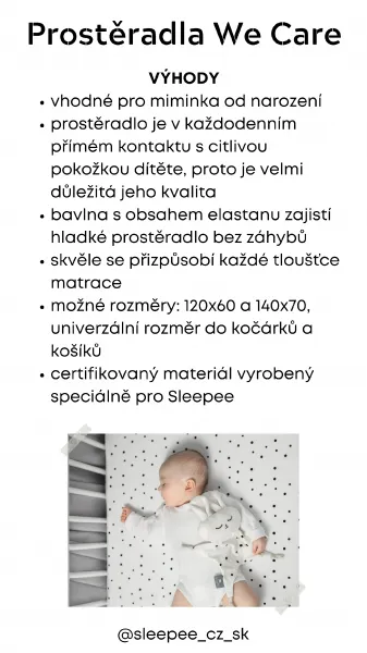 Prestieradlo Sleepee We Care do kočíka, košíka a kolísky sivé bodky/pastelová sivá