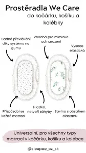 Prestieradlo Sleepee We Care do kočíka, košíka a kolísky čierne bodky/eukalyptus