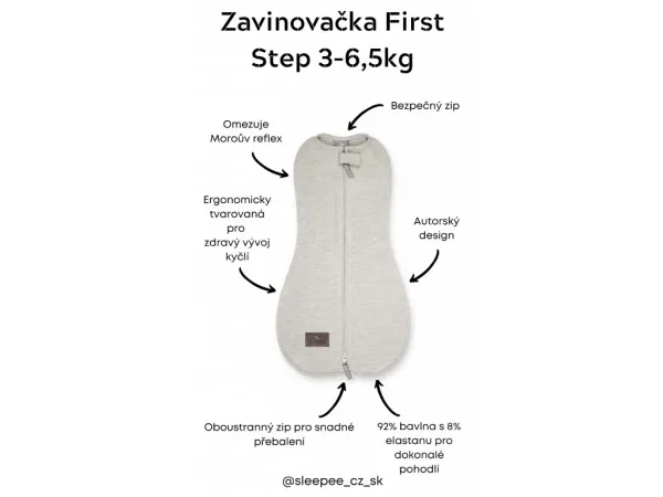 Zavinovačka Sleepee First Step Swaddle s čiapočkou zadarmo Eucalyptus