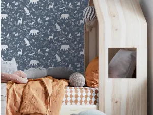 Umývateľná nástenná tapeta LESNÉ ZVIERATÁ modrá