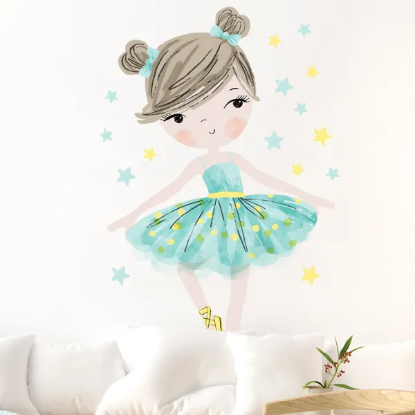 Samolepka na stenu BALETKA do detskej izby modrá
