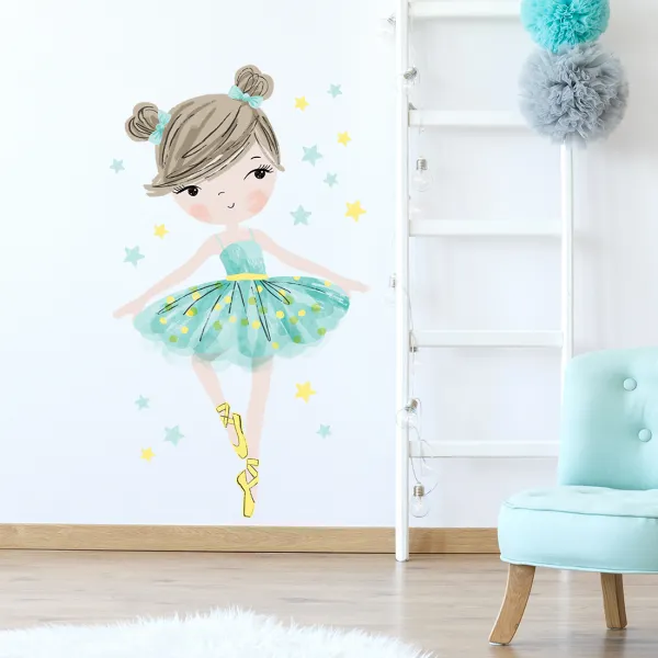 Samolepka na stenu BALETKA do detskej izby modrá