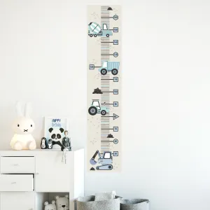 Samolepiaci nástenný meter STAVEBNÉ STROJE modrý