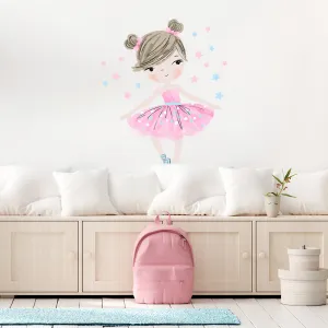 Samolepka na stenu BALETKA do detskej izby ružová