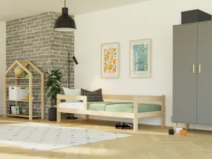 Benlemi Jednolôžková posteľ z dreva SAFE 5v1 so zábranou Zvoľte farbu: Biela, Zvoľte rozmer: 120x200 cm, Zvoľte zábranu: S otvoreným vstupom